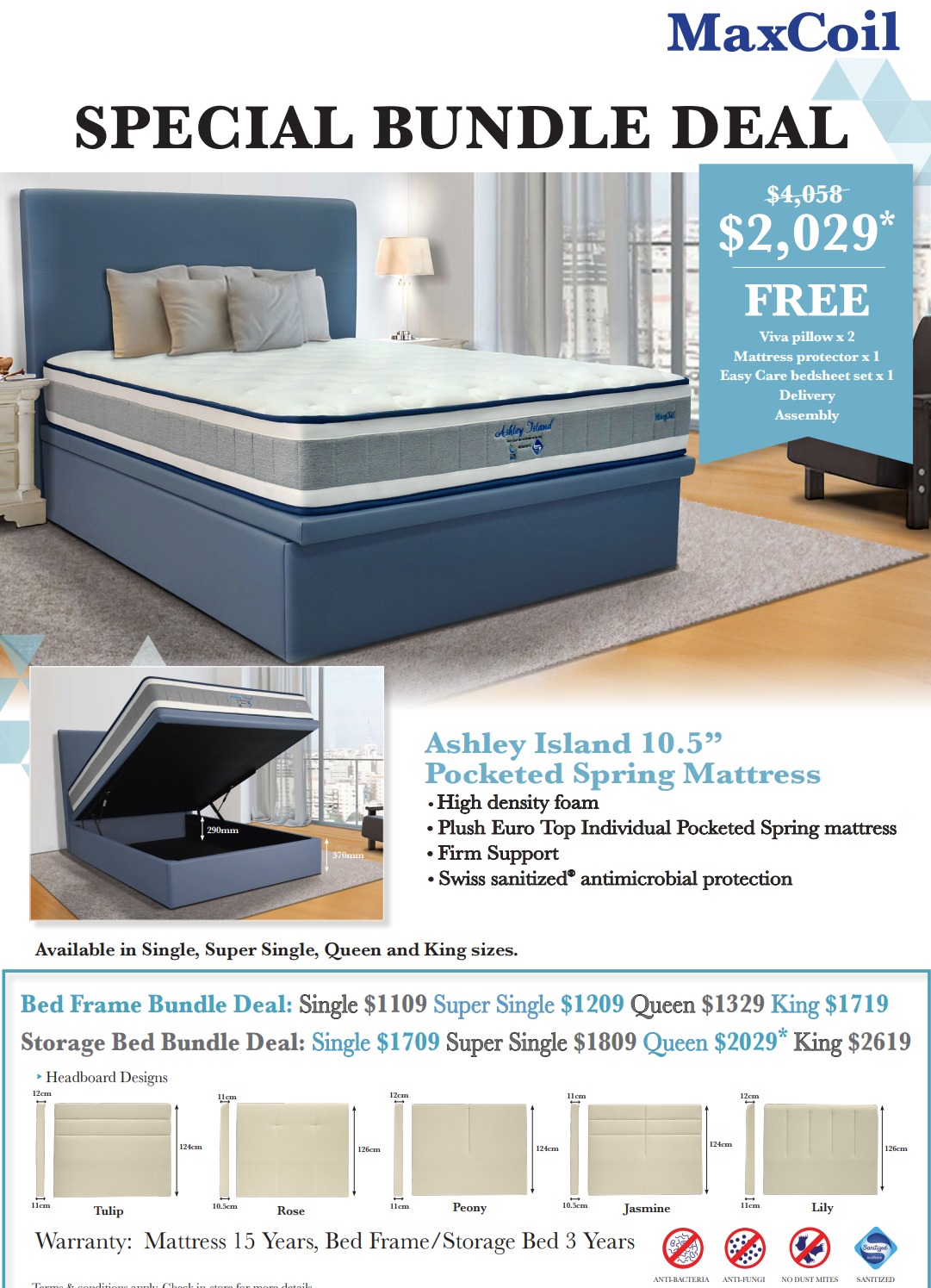 Mattress & Bed Frame/Storage Bundle (Ashley Island) Online Furniture