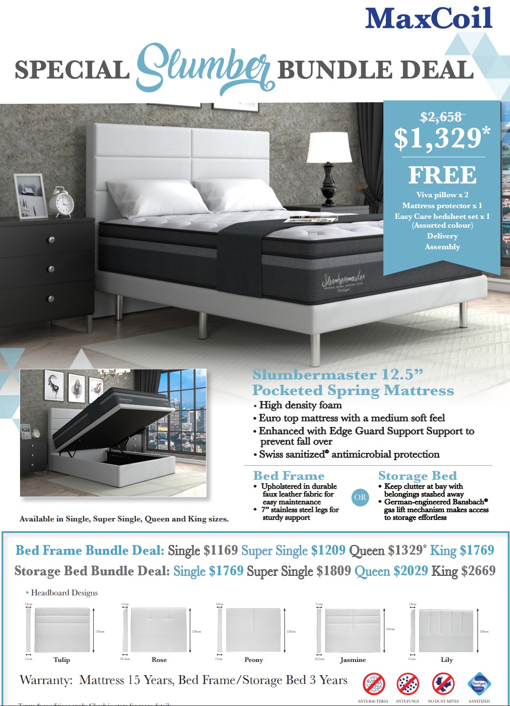Mattress & Bed Frame/Storage Bundle (Slumber Master) Online Furniture