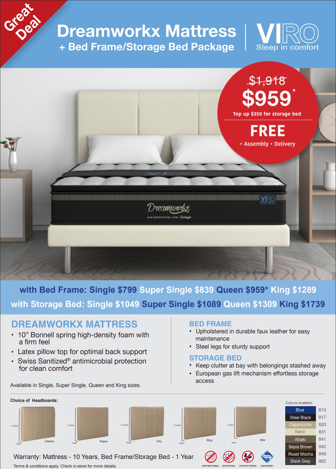 Mattress & Bed Frame/Storage Bundle (Viro DreamWorkx) Online