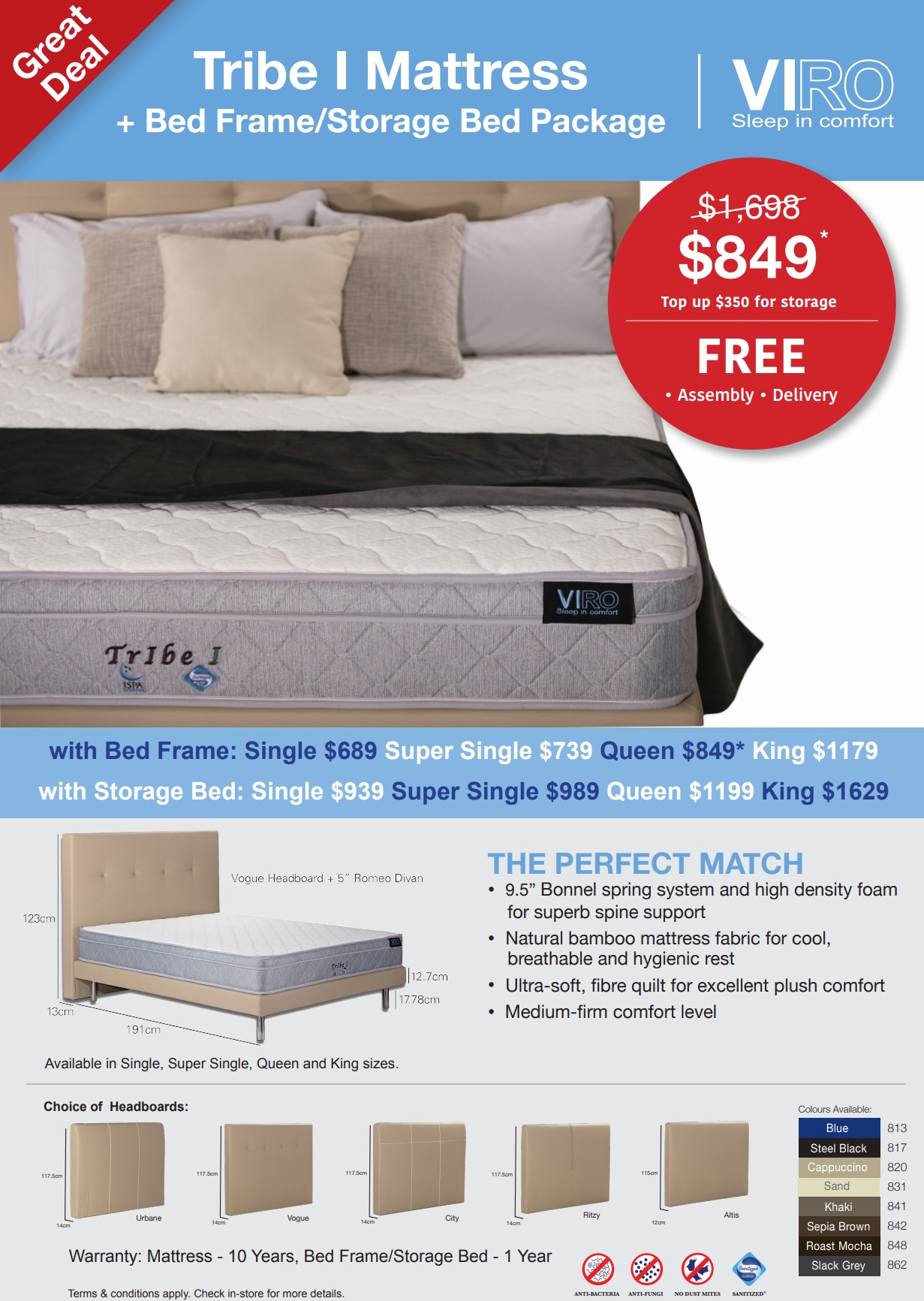 Mattress & Bed Frame/Storage Bundle (Viro Tribe I) Online Furniture